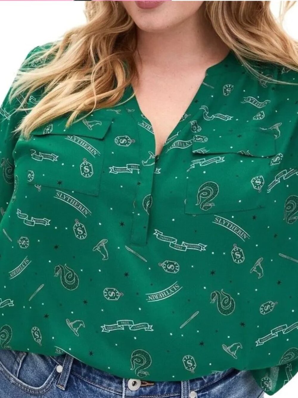 Torrid Size 6 (30) Harry Potter Slytherin Georgette‎ Harper Blouse NWOT